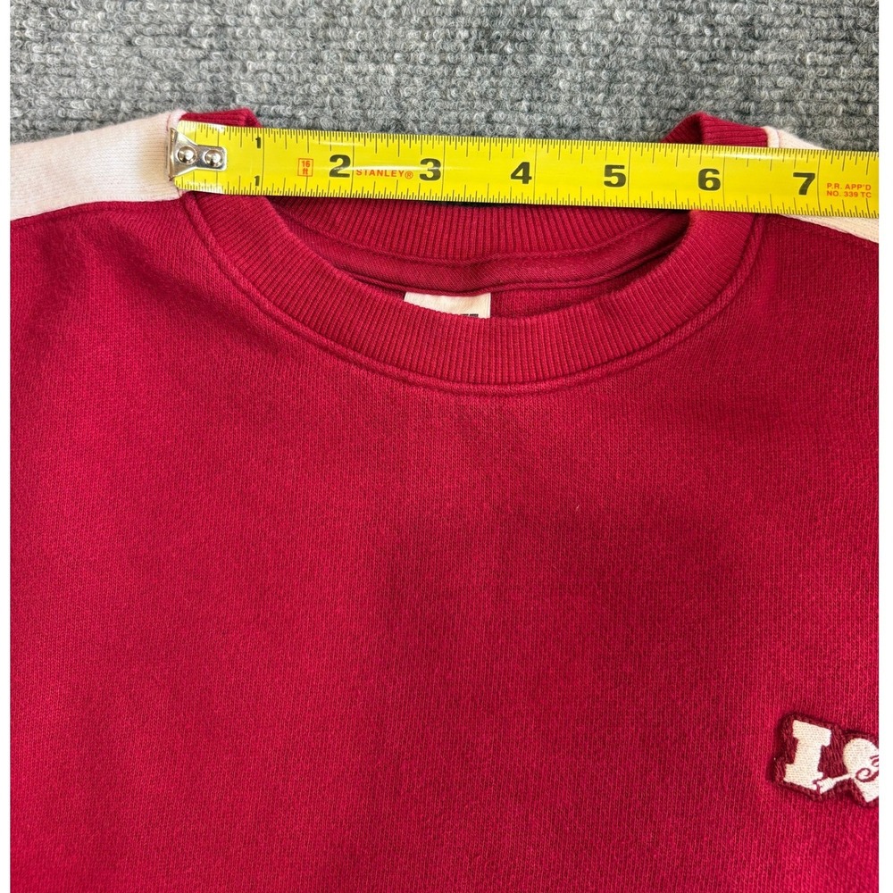 Victoria's Secret PINK Red Sweatshirt White Stripe Heart Patch Small - Picture 6 of 15